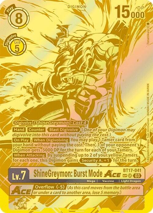 ShineGreymon: Burst Mode ACE [BT17-041] (Textured) [Secret Crisis] | Mindsight Gaming