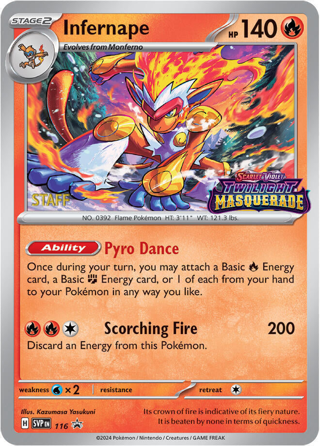 Infernape (116) (Staff) [Scarlet & Violet: Black Star Promos] | Mindsight Gaming