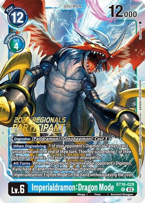 Imperialdramon: Dragon Mode [BT16-028] (2024 Regionals Participant) [Beginning Observer] | Mindsight Gaming