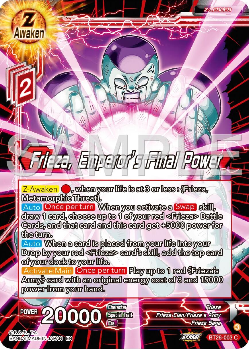 Frieza, Emperor's Final Power (BT26-003) [Ultimate Advent] | Mindsight Gaming