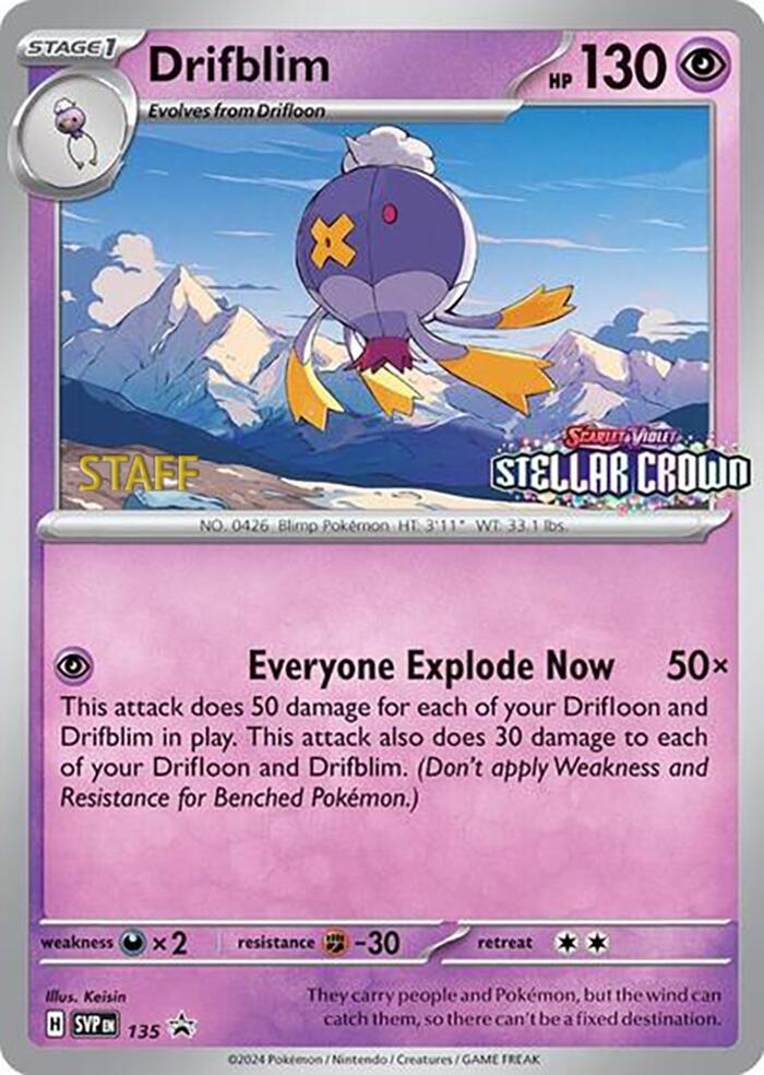 Drifblim (135) (Staff Promo) [Scarlet & Violet: Black Star Promos] | Mindsight Gaming