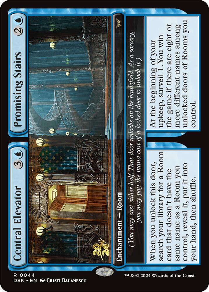 Central Elevator // Promising Stairs [Duskmourn: House of Horror Prerelease Promos] | Mindsight Gaming