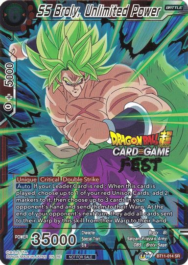 SS Broly, Unlimited Power (Card Game Fest 2022) (BT11-014) [Tournament Promotion Cards] | Mindsight Gaming