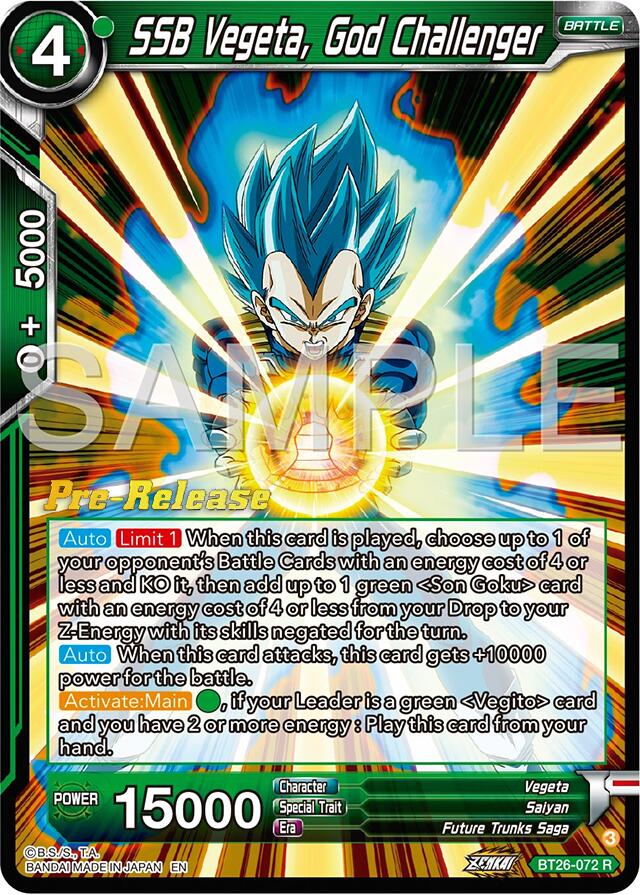 SSB Vegeta, God Challenger (BT26-072) [Ultimate Advent Prerelease Promos] | Mindsight Gaming