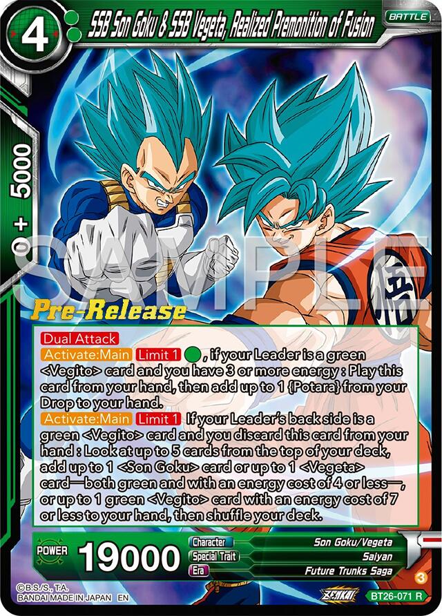 SSB Son Goku & SSB Vegeta, Realized Premonition of Fusion (BT26-071) [Ultimate Advent Prerelease Promos] | Mindsight Gaming