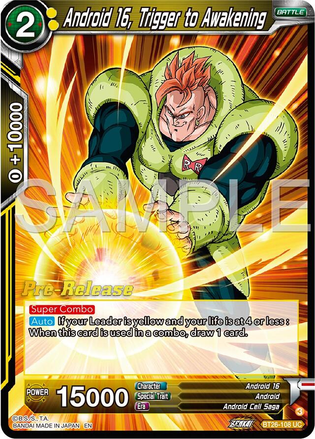 Android 16, Trigger to Awakening (BT26-108) [Ultimate Advent Prerelease Promos] | Mindsight Gaming