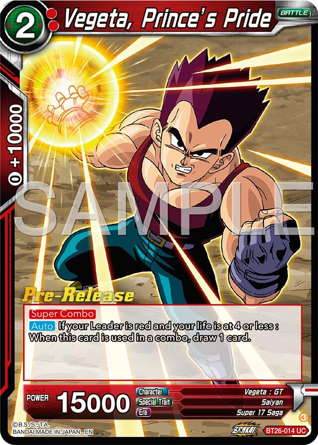 Vegeta, Prince's Pride (BT26-014) [Ultimate Advent Prerelease Promos] | Mindsight Gaming