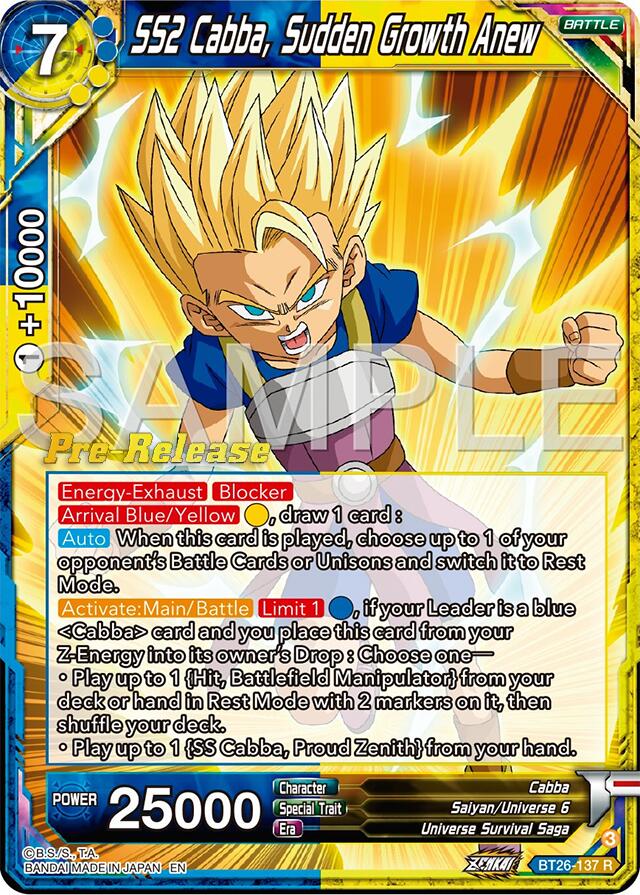 SS2 Cabba, Sudden Growth Anew (BT26-137) [Ultimate Advent Prerelease Promos] | Mindsight Gaming