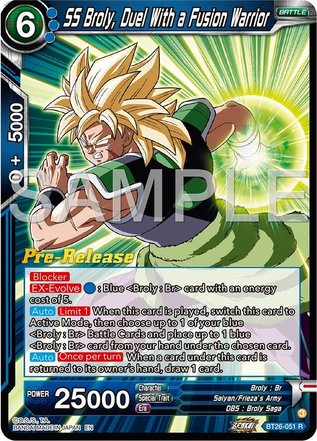 SS Broly, Duel With a Fusion Warrior (BT26-051) [Ultimate Advent Prerelease Promos] | Mindsight Gaming