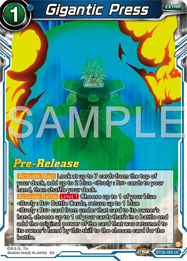 Gigantic Press (BT26-059) [Ultimate Advent Prerelease Promos] | Mindsight Gaming