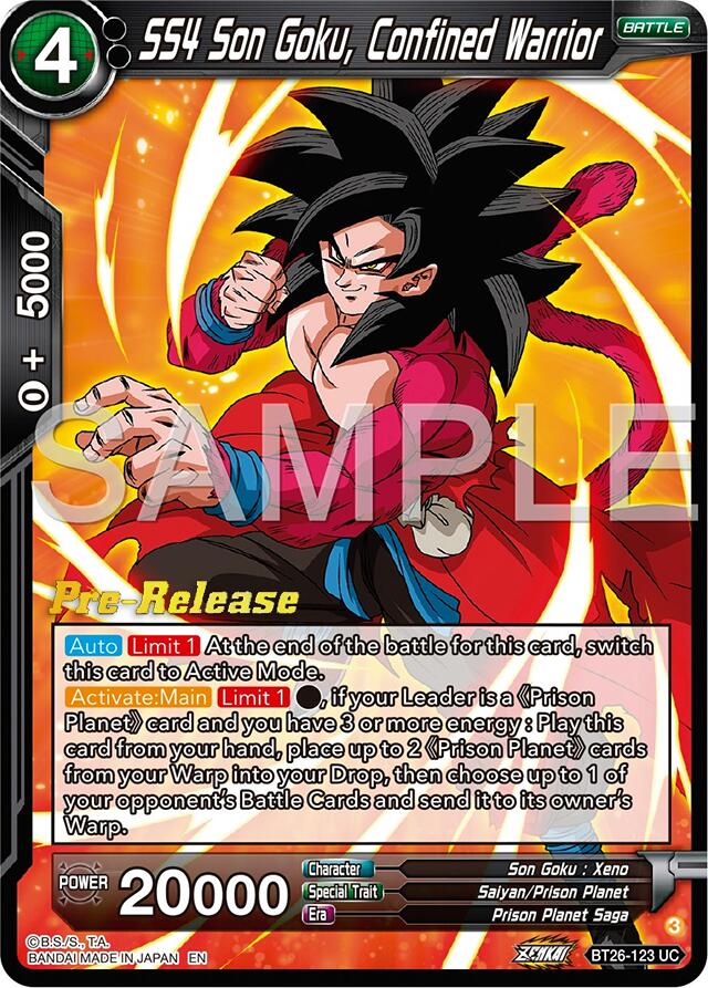 SS4 Son Goku, Confined Warrior (BT26-123) [Ultimate Advent Prerelease Promos] | Mindsight Gaming