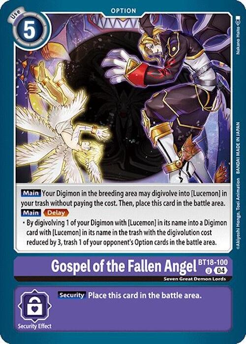 Gospel of the Fallen Angel [BT18-100] [Release Special Booster 2.0] | Mindsight Gaming