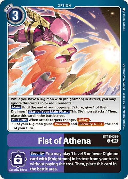 Fist of Athena [BT18-099] [Release Special Booster 2.0] | Mindsight Gaming