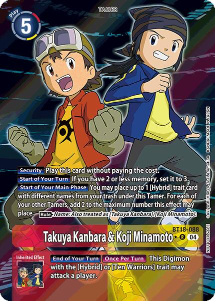 Takuya Kanbara & Koji Minamoto [BT18-088] (Release Special Booster 2.0: Box Promotion Pack) [Release Special Booster 2.0] | Mindsight Gaming