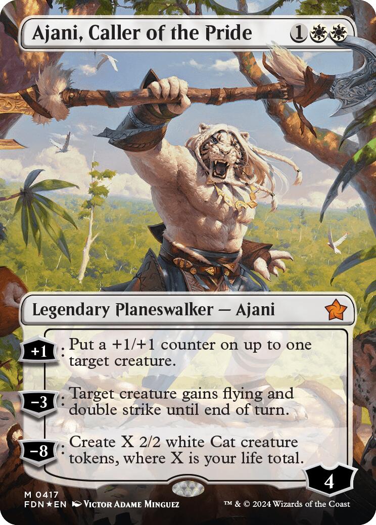 Ajani, Caller of the Pride (Borderless) (Mana Foil) [Foundations] | Mindsight Gaming