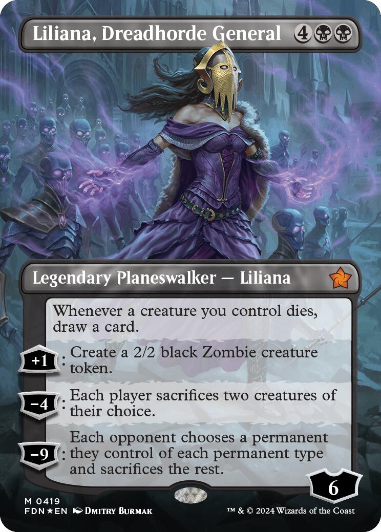 Liliana, Dreadhorde General (Borderless) (Mana Foil) [Foundations] | Mindsight Gaming