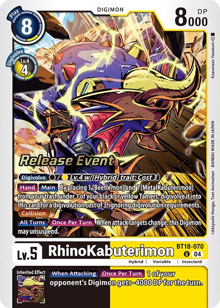 RhinoKabuterimon [BT18-070] [Release Special Booster 2.0 Pre-Release Cards] | Mindsight Gaming