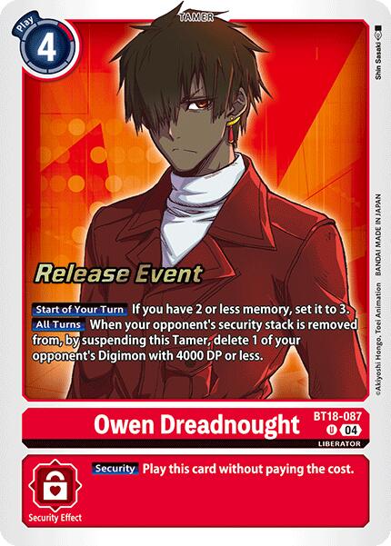 Owen Dreadnought [BT18-087] [Release Special Booster 2.0 Pre-Release Cards] | Mindsight Gaming