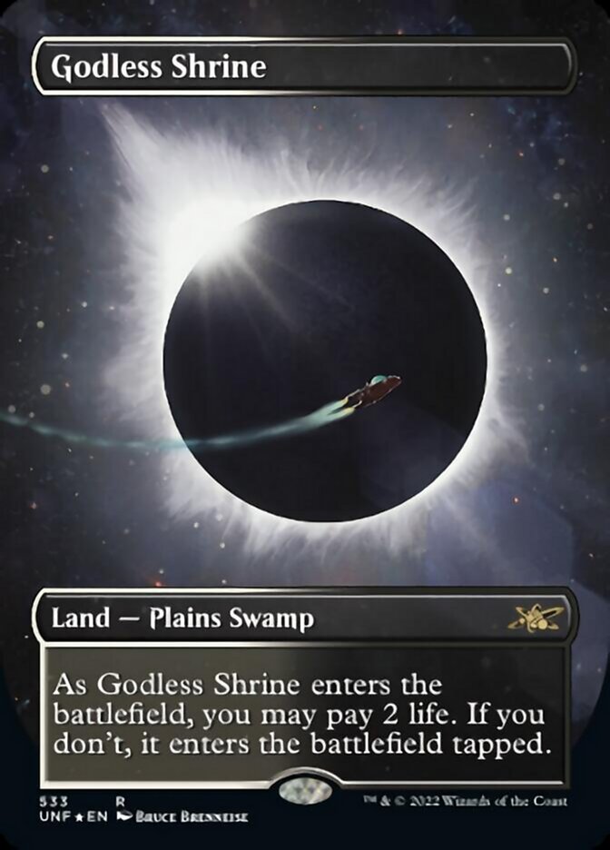 Godless Shrine (Borderless) (Galaxy Foil) [Unfinity] | Mindsight Gaming