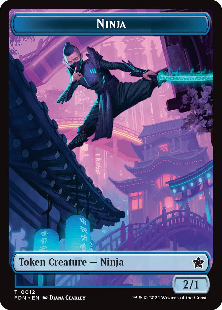 Emblem - Kaito, Cunning Infiltrator // Ninja Doubled-Sided Token [Foundations Tokens] | Mindsight Gaming