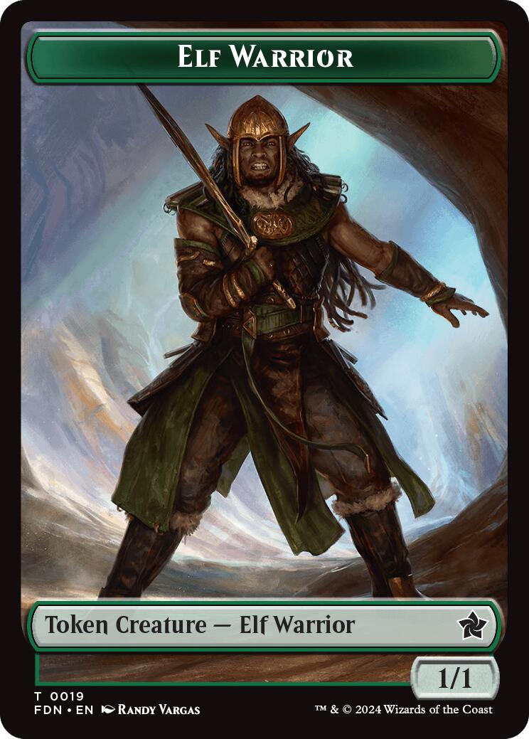 Elf Warrior // Raccoon Doubled-Sided Token [Foundations Tokens] | Mindsight Gaming