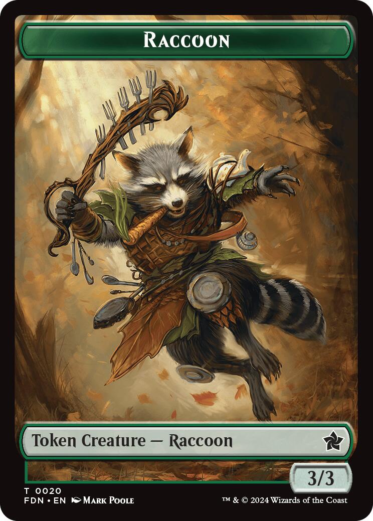 Elf Warrior // Raccoon Doubled-Sided Token [Foundations Tokens] | Mindsight Gaming