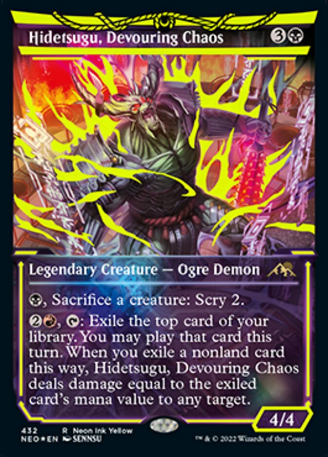 Hidetsugu, Devouring Chaos (Neon Ink Yellow) [Kamigawa: Neon Dynasty] | Mindsight Gaming