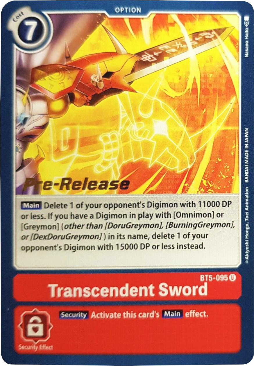 Transcendent Sword [BT5-095] [Battle of Omni Pre-Release Promos] | Mindsight Gaming