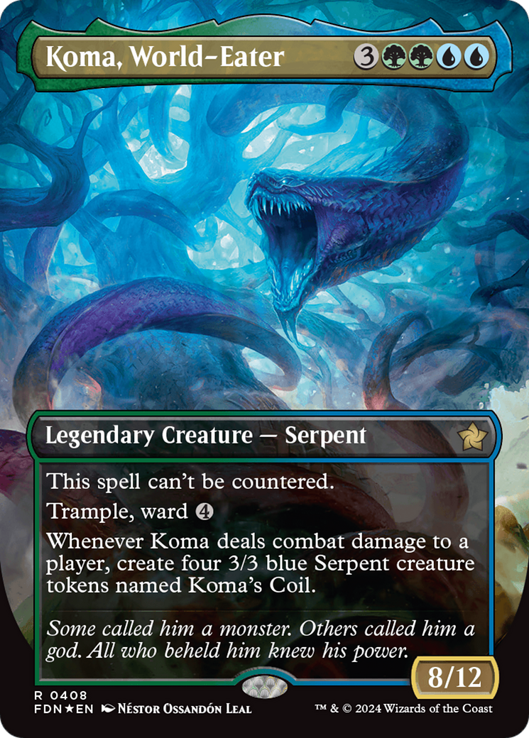 Koma, World-Eater (Borderless) (Mana Foil) [Foundations] | Mindsight Gaming