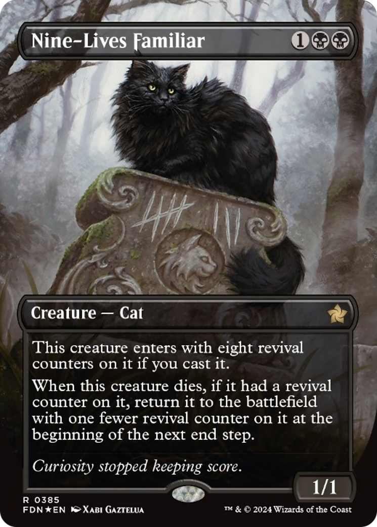 Nine-Lives Familiar (Borderless Mana Foil) [Foundations] | Mindsight Gaming