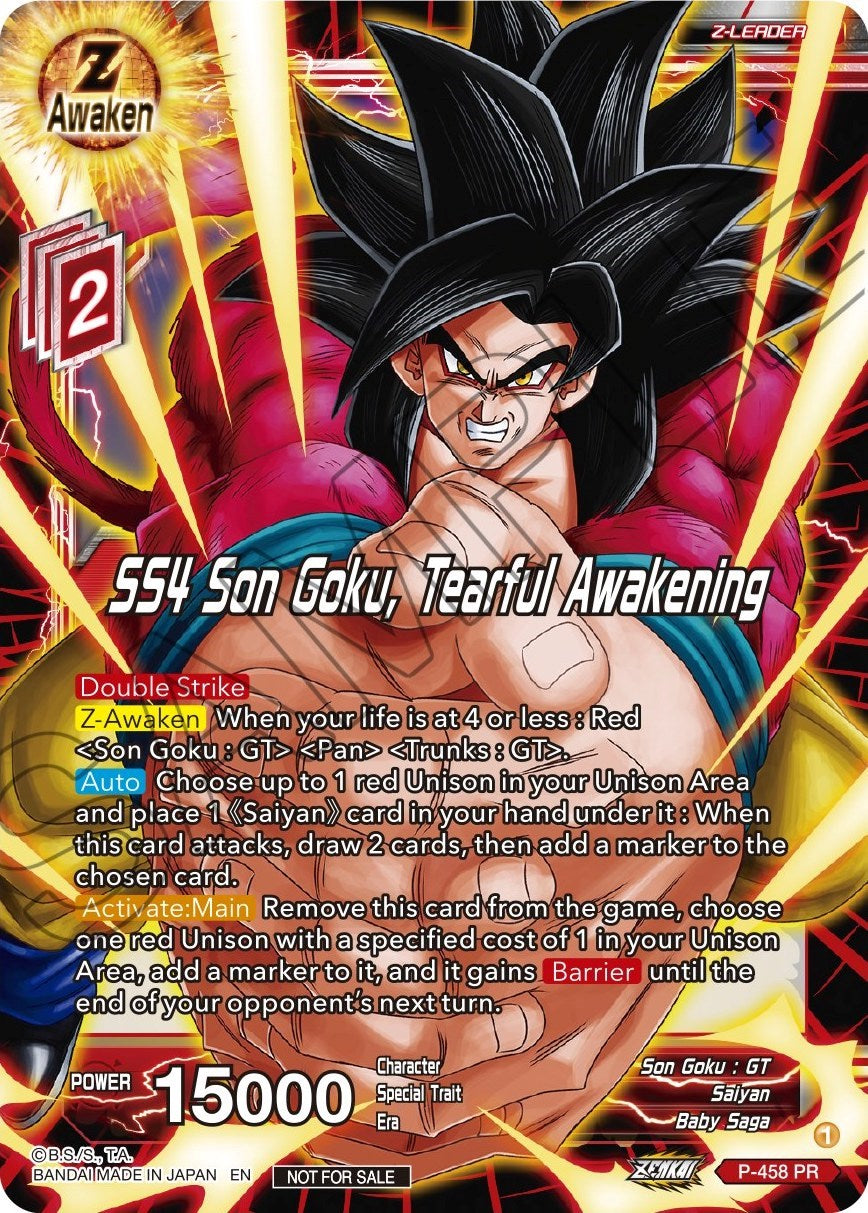 SS4 Son Goku, Tearful Awakening (Z03 Dash Pack) (P-458) [Promotion Cards] | Mindsight Gaming