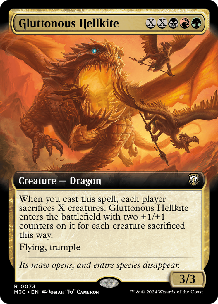 Gluttonous Hellkite (Extended Art) (Ripple Foil) [Modern Horizons 3 Commander] | Mindsight Gaming