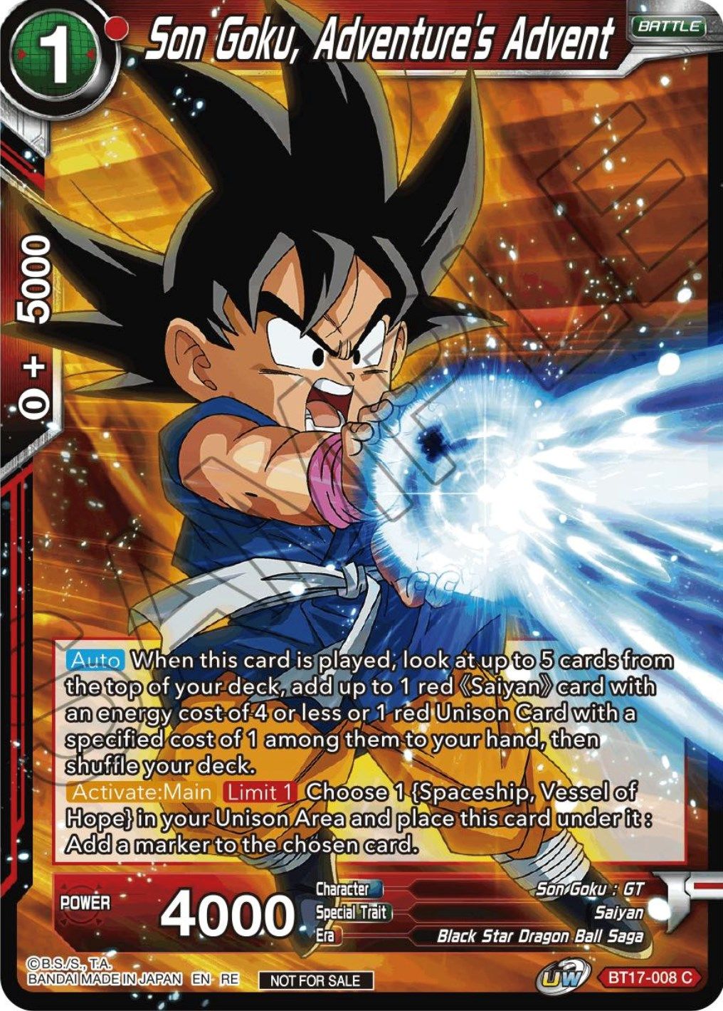 Son Goku, Adventure's Advent (Championship Selection Pack 2023 Vol.1) (BT17-008) [Tournament Promotion Cards] | Mindsight Gaming