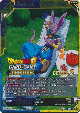 Beerus, Fickle God (Level 2) (BT7-120) [Judge Promotion Cards] | Mindsight Gaming