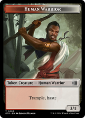 Human Warrior // Plot Double-Sided Token [Outlaws of Thunder Junction: Breaking News Tokens] | Mindsight Gaming