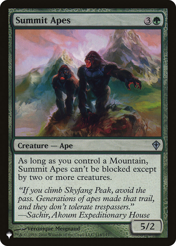 Summit Apes [The List Reprints] | Mindsight Gaming