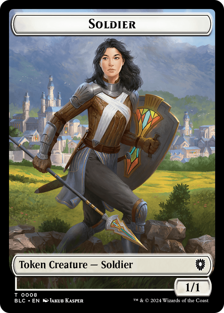 Human // Soldier Double-Sided Token [Bloomburrow Commander Tokens] | Mindsight Gaming