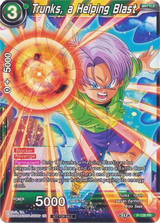 Trunks, a Helping Blast (Shop Tournament: Assault of Saiyans) (P-128) [Promotion Cards] | Mindsight Gaming