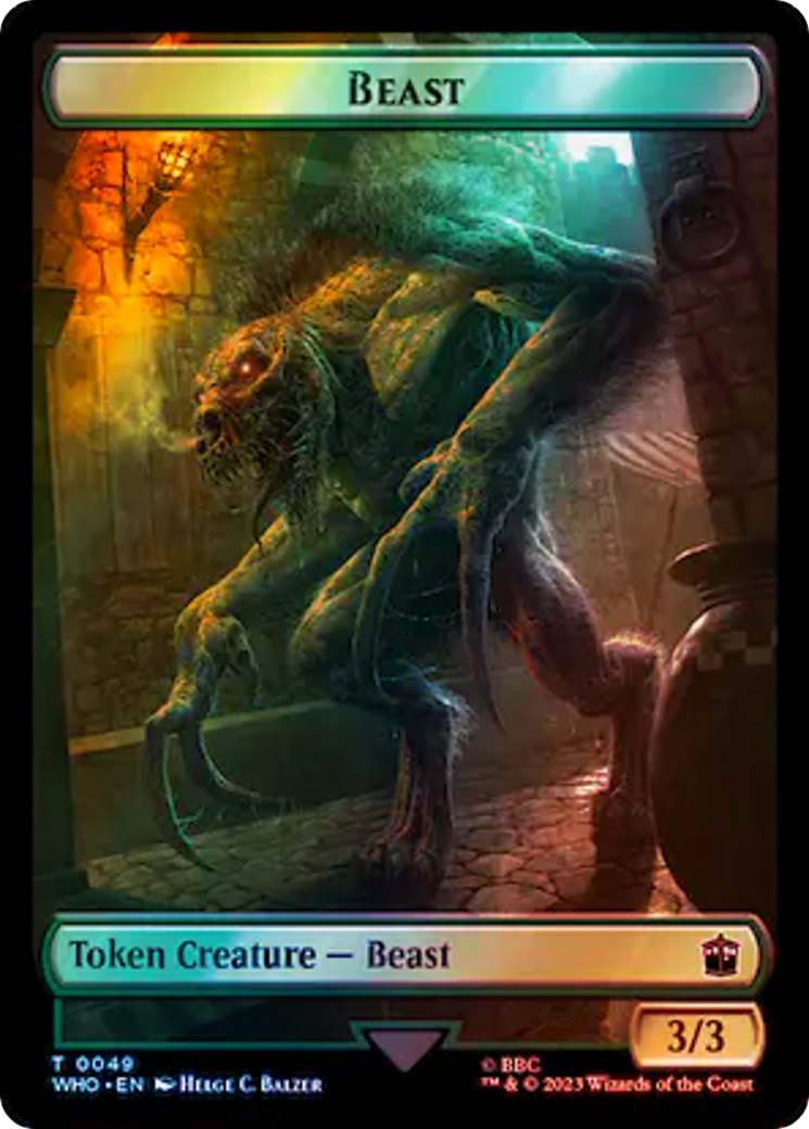 Soldier // Beast Double-Sided Token (Surge Foil) [Doctor Who Tokens] | Mindsight Gaming