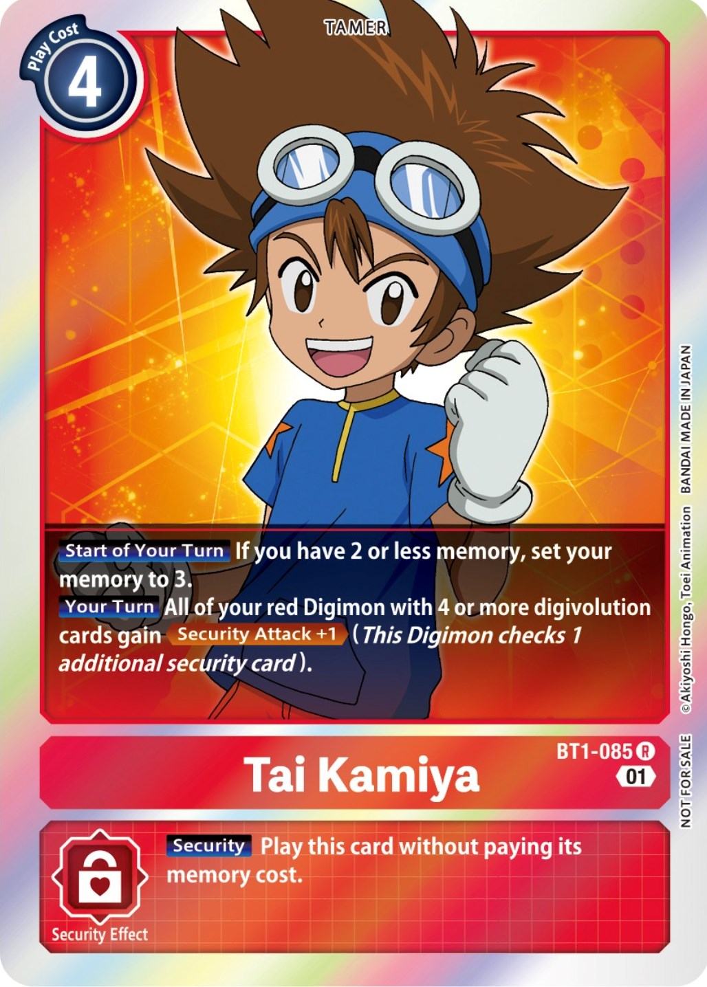 Tai Kamiya [BT1-085] (ST-11 Special Entry Pack) [Release Special Booster Promos] | Mindsight Gaming