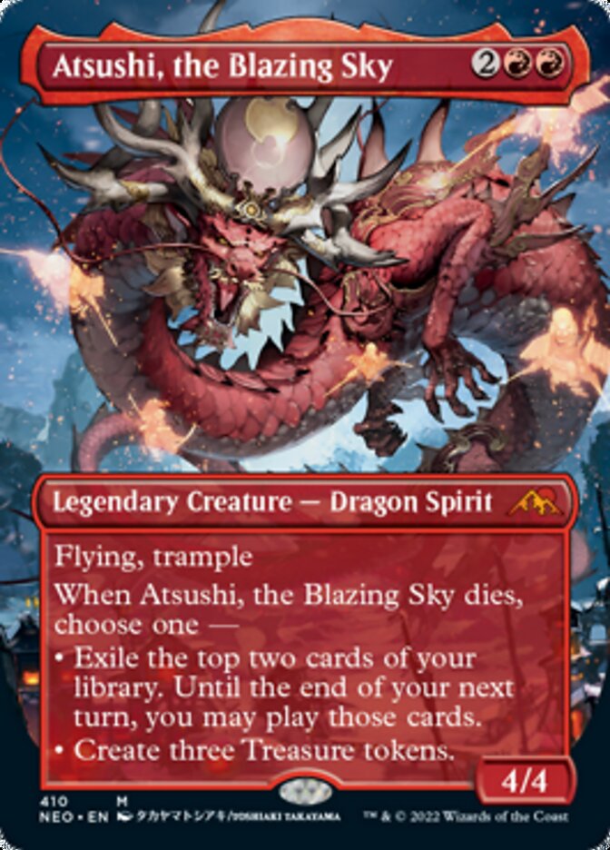 Atsushi, the Blazing Sky (Borderless Alternate Art) [Kamigawa: Neon Dynasty] | Mindsight Gaming