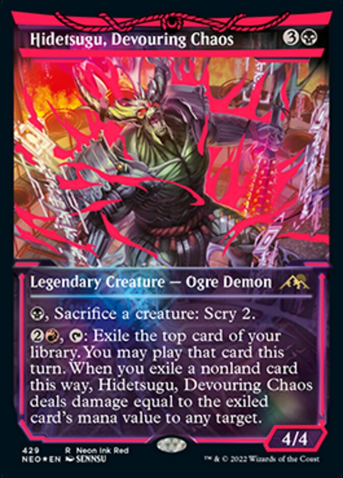 Hidetsugu, Devouring Chaos (Neon Ink Red) [Kamigawa: Neon Dynasty] | Mindsight Gaming