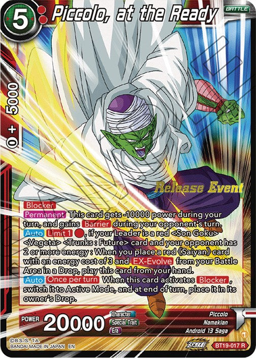 Piccolo, at the Ready (Fighter's Ambition Holiday Pack) (BT19-017) [Tournament Promotion Cards] | Mindsight Gaming