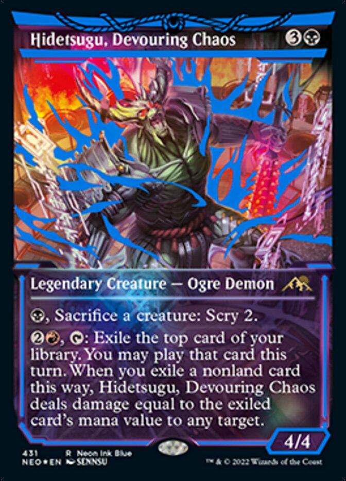 Hidetsugu, Devouring Chaos (Neon Ink Blue) [Kamigawa: Neon Dynasty] | Mindsight Gaming