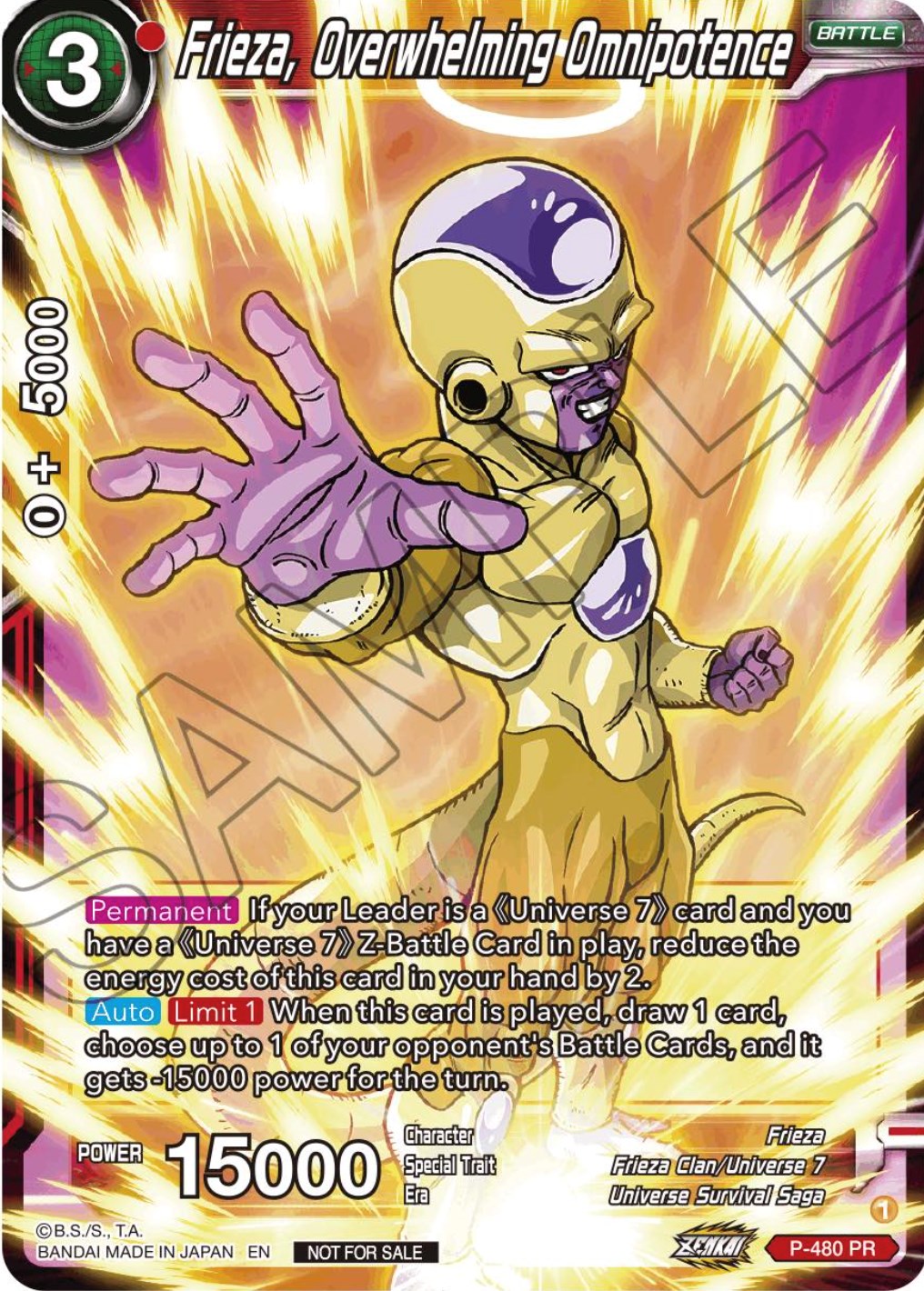 Frieza, Overwhelming Omnipotence (Zenkai Series Tournament Pack Vol.3) (P-480) [Tournament Promotion Cards] | Mindsight Gaming