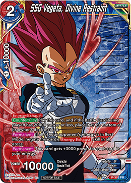 SSG Vegeta, Divine Restraint (Unison Warrior Series Boost Tournament Pack Vol. 7 - Winner) (P-376) [Tournament Promotion Cards] | Mindsight Gaming