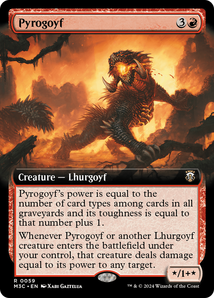 Pyrogoyf (Extended Art) (Ripple Foil) [Modern Horizons 3 Commander] | Mindsight Gaming