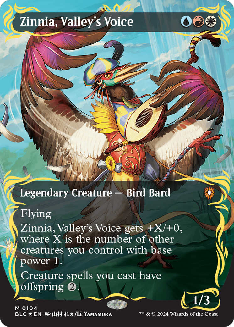 Zinnia, Valley's Voice (Borderless) (Raised Foil) [Bloomburrow Commander] | Mindsight Gaming