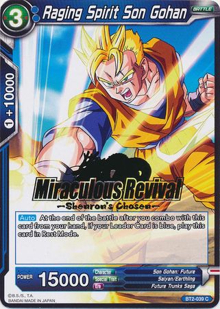 Raging Spirit Son Gohan (Shenron's Chosen Stamped) (BT2-039) [Tournament Promotion Cards] | Mindsight Gaming