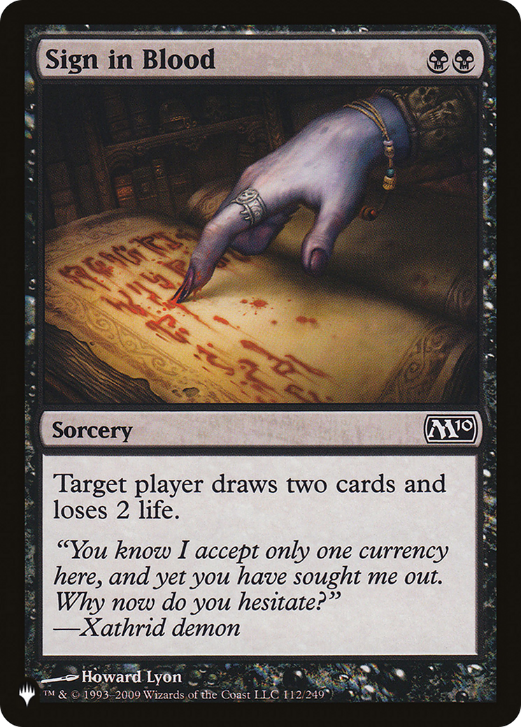 Sign in Blood (M10) [The List Reprints] | Mindsight Gaming